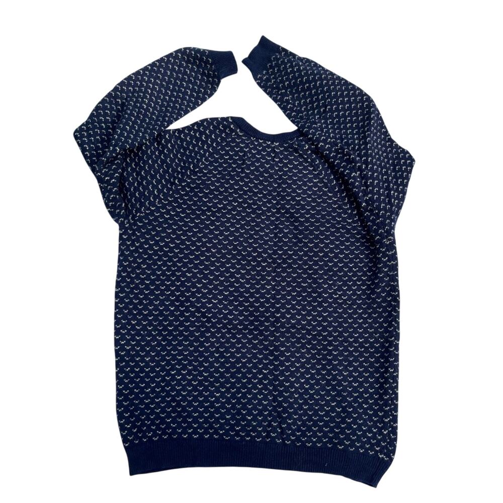 American Eagle Navy Knit Men’s Crewneck Sweater Blue White Pullover Sz Large - Picture 7 of 8